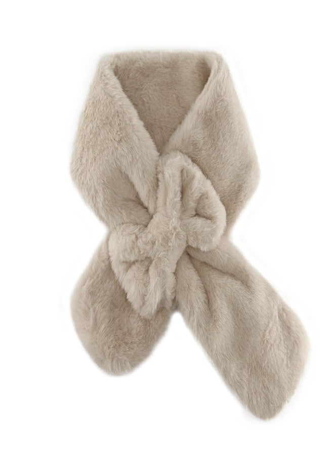 YATANAM Girls Scarf Fluffy Faux Fur Kids Scarves Winter Warm Scarf Toddler Adjustable Neck Warmer (Khaki, One Size) - Image 1